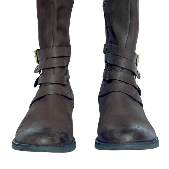 💥SALE💥STEVE MADDEN ALBANY BROWN LEATHER HARNESS EQUESTRIAN RIDING BOOTS SZ 7.5 - Picture 6 of 11